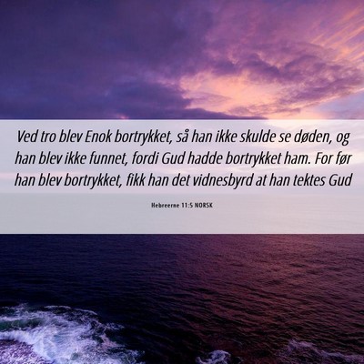 Picture 06 - Hebreerne 11:5 NORSK - Ved tro blev Enok bortrykket, så han ikke skulde - Bible Verse Picture