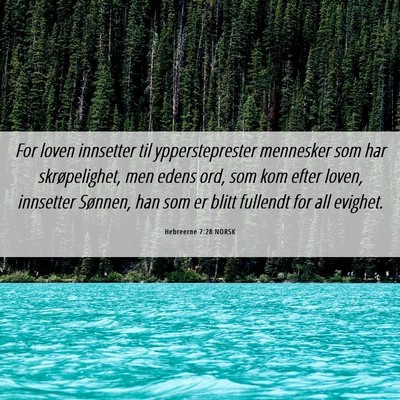 Picture 06 - Hebreerne 7:28 NORSK - For loven innsetter til yppersteprester mennesker - Bible Verse Picture
