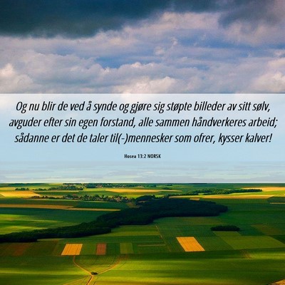 Picture 06 - Hosea 13:2 NORSK - Og nu blir de ved å synde og gjøre sig støpte - Bible Verse Picture