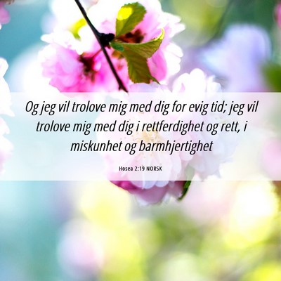 Picture 06 - Hosea 2:19 NORSK - Og jeg vil trolove mig med dig for evig tid; jeg - Bible Verse Picture