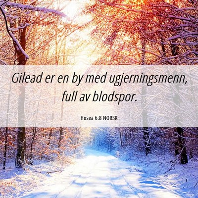 Picture 06 - Hosea 6:8 NORSK - Gilead er en by med ugjerningsmenn, full av - Bible Verse Picture