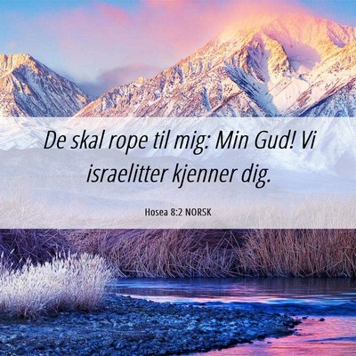 Picture 06 - Hosea 8:2 NORSK - De skal rope til mig: Min Gud! Vi israelitter - Bible Verse Picture