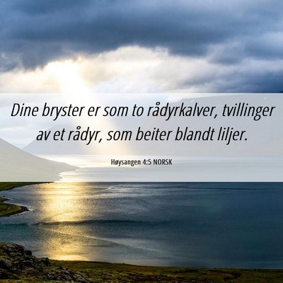 Picture 06 - Høysangen 4:5 NORSK - Dine bryster er som to rådyrkalver, tvillinger - Bible Verse Picture