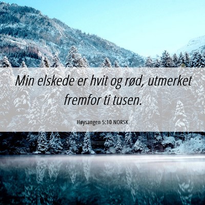 Picture 06 - Høysangen 5:10 NORSK - Min elskede er hvit og rød, utmerket fremfor ti - Bible Verse Picture