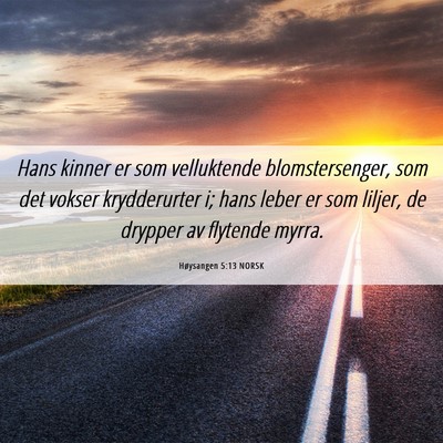 Picture 06 - Høysangen 5:13 NORSK - Hans kinner er som velluktende blomstersenger, - Bible Verse Picture