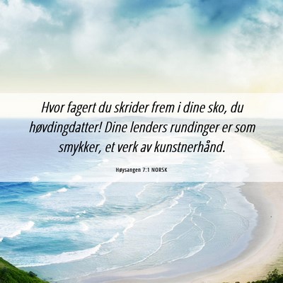 Picture 06 - Høysangen 7:1 NORSK - Hvor fagert du skrider frem i dine sko, du - Bible Verse Picture