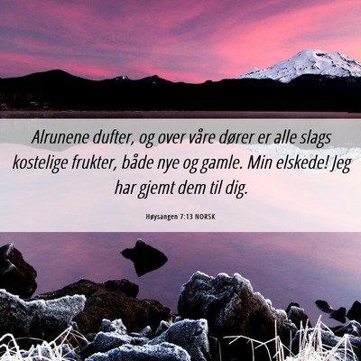 Picture 06 - Høysangen 7:13 NORSK - Alrunene dufter, og over våre dører er alle - Bible Verse Picture
