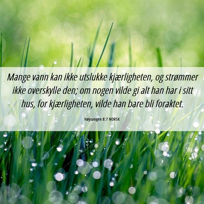 Picture 06 - Høysangen 8:7 NORSK - Mange vann kan ikke utslukke kjærligheten, og - Bible Verse Picture
