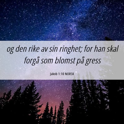 Picture 06 - Jakob 1:10 NORSK - og den rike av sin ringhet; for han skal forgå - Bible Verse Picture