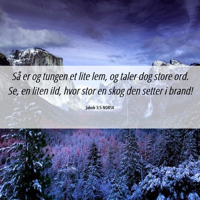 Picture 06 - Jakob 3:5 NORSK - Så er og tungen et lite lem, og taler dog store - Bible Verse Picture
