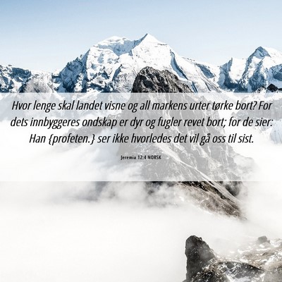 Picture 06 - Jeremia 12:4 NORSK - Hvor lenge skal landet visne og all markens urter - Bible Verse Picture