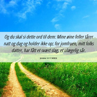 Picture 06 - Jeremia 14:17 NORSK - Og du skal si dette ord til dem: Mine øine - Bible Verse Picture