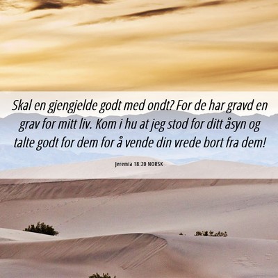 Picture 06 - Jeremia 18:20 NORSK - Skal en gjengjelde godt med ondt? For de har - Bible Verse Picture