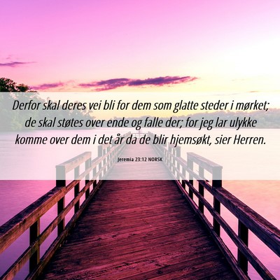 Picture 06 - Jeremia 23:12 NORSK - Derfor skal deres vei bli for dem som glatte - Bible Verse Picture