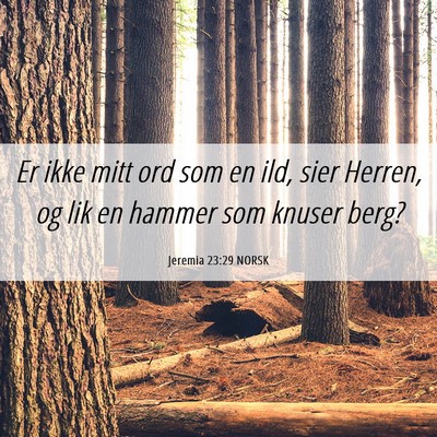 Picture 06 - Jeremia 23:29 NORSK - Er ikke mitt ord som en ild, sier Herren, og lik - Bible Verse Picture