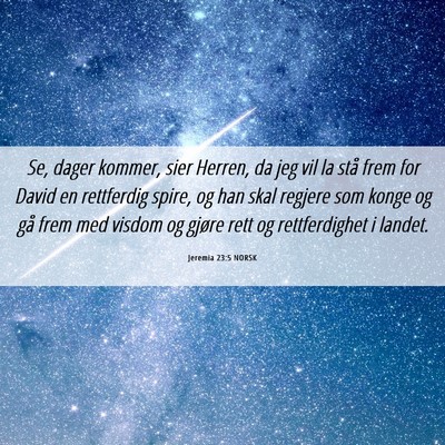 Picture 06 - Jeremia 23:5 NORSK - Se, dager kommer, sier Herren, da jeg vil la stå - Bible Verse Picture