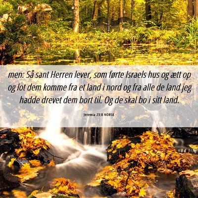 Picture 06 - Jeremia 23:8 NORSK - men: Så sant Herren lever, som førte Israels - Bible Verse Picture