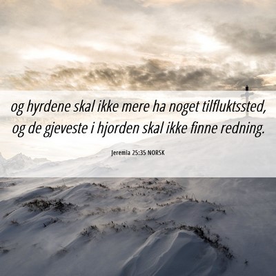 Picture 06 - Jeremia 25:35 NORSK - og hyrdene skal ikke mere ha noget tilfluktssted, - Bible Verse Picture