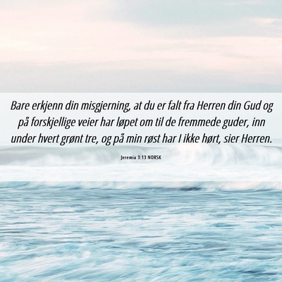 Picture 06 - Jeremia 3:13 NORSK - Bare erkjenn din misgjerning, at du er falt fra - Bible Verse Picture