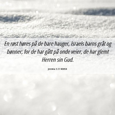 Picture 06 - Jeremia 3:21 NORSK - En røst høres på de bare hauger, Israels barns - Bible Verse Picture
