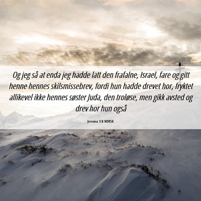 Picture 06 - Jeremia 3:8 NORSK - Og jeg så at enda jeg hadde latt den frafalne, - Bible Verse Picture