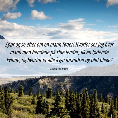 Picture 06 - Jeremia 30:6 NORSK - Spør og se efter om en mann føder! Hvorfor ser - Bible Verse Picture