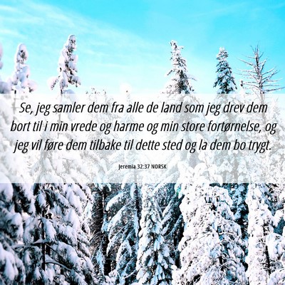 Picture 06 - Jeremia 32:37 NORSK - Se, jeg samler dem fra alle de land som jeg drev - Bible Verse Picture