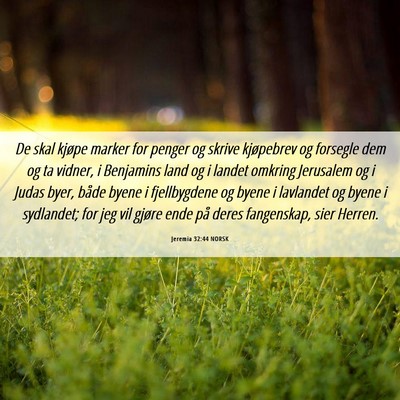 Picture 06 - Jeremia 32:44 NORSK - De skal kjøpe marker for penger og skrive - Bible Verse Picture