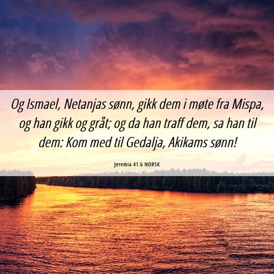 Picture 06 - Jeremia 41:6 NORSK - Og Ismael, Netanjas sønn, gikk dem i møte fra - Bible Verse Picture