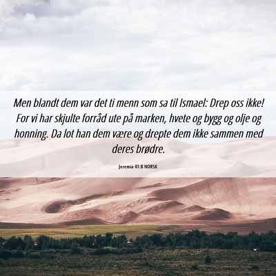 Picture 06 - Jeremia 41:8 NORSK - Men blandt dem var det ti menn som sa til Ismael: - Bible Verse Picture