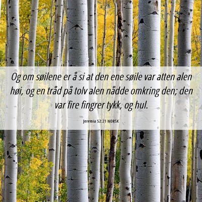 Picture 06 - Jeremia 52:21 NORSK - Og om søilene er å si at den ene søile var - Bible Verse Picture