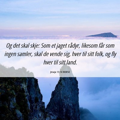 Picture 06 - Jesaja 13:14 NORSK - Og det skal skje: Som et jaget rådyr, likesom - Bible Verse Picture