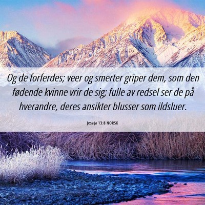 Picture 06 - Jesaja 13:8 NORSK - Og de forferdes; veer og smerter griper dem, som - Bible Verse Picture
