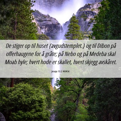 Picture 06 - Jesaja 15:2 NORSK - De stiger op til huset {avgudstemplet.} og til - Bible Verse Picture