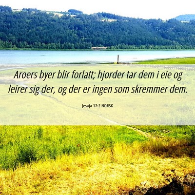 Picture 06 - Jesaja 17:2 NORSK - Aroers byer blir forlatt; hjorder tar dem i eie - Bible Verse Picture