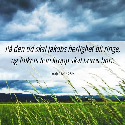 Picture 06 - Jesaja 17:4 NORSK - På den tid skal Jakobs herlighet bli ringe, og - Bible Verse Picture