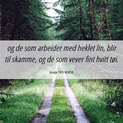 Picture 06 - Jesaja 19:9 NORSK - og de som arbeider med heklet lin, blir til - Bible Verse Picture