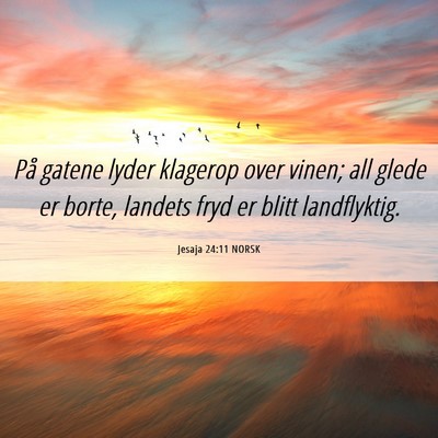 Picture 06 - Jesaja 24:11 NORSK - På gatene lyder klagerop over vinen; all glede - Bible Verse Picture