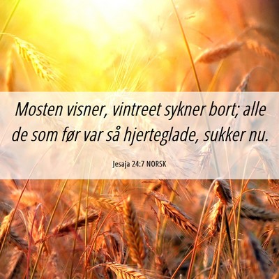 Picture 06 - Jesaja 24:7 NORSK - Mosten visner, vintreet sykner bort; alle de som - Bible Verse Picture