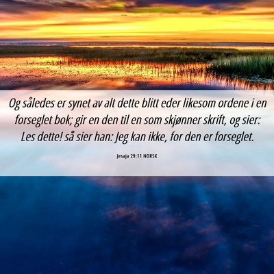 Picture 06 - Jesaja 29:11 NORSK - Og således er synet av alt dette blitt eder - Bible Verse Picture