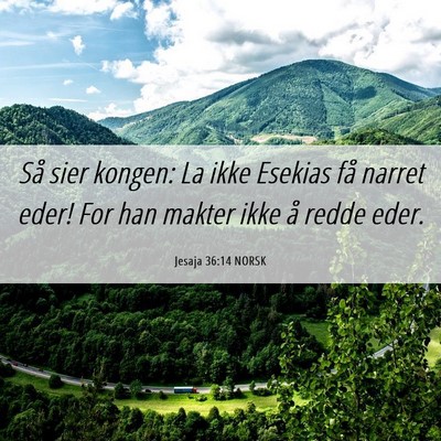 Picture 06 - Jesaja 36:14 NORSK - Så sier kongen: La ikke Esekias få narret eder! - Bible Verse Picture