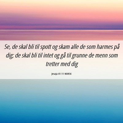 Picture 06 - Jesaja 41:11 NORSK - Se, de skal bli til spott og skam alle de som - Bible Verse Picture