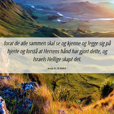 Picture 06 - Jesaja 41:20 NORSK - forat de alle sammen skal se og kjenne og legge - Bible Verse Picture