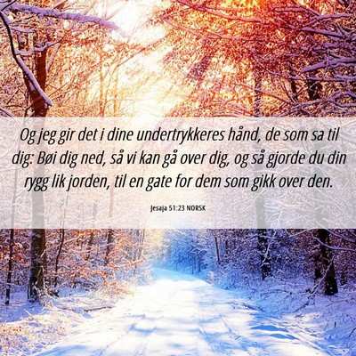 Picture 06 - Jesaja 51:23 NORSK - Og jeg gir det i dine undertrykkeres hånd, de - Bible Verse Picture
