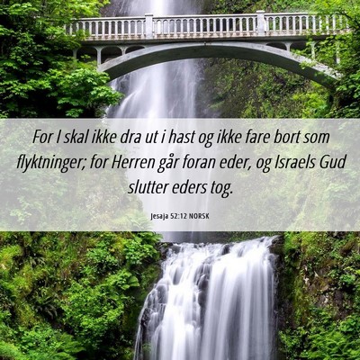 Picture 06 - Jesaja 52:12 NORSK - For I skal ikke dra ut i hast og ikke fare bort - Bible Verse Picture