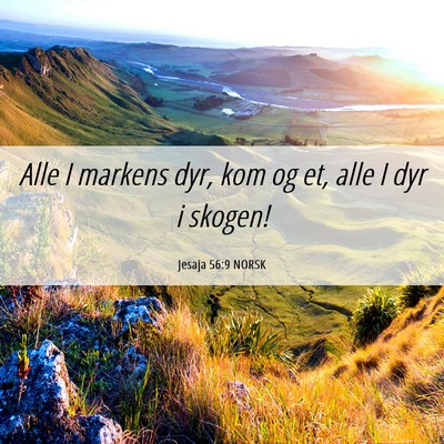 Picture 06 - Jesaja 56:9 NORSK - Alle I markens dyr, kom og et, alle I dyr i - Bible Verse Picture