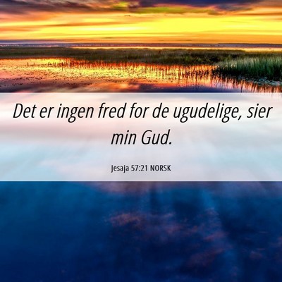 Picture 06 - Jesaja 57:21 NORSK - Det er ingen fred for de ugudelige, sier min - Bible Verse Picture
