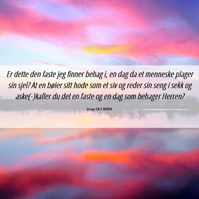 Picture 06 - Jesaja 58:5 NORSK - Er dette den faste jeg finner behag i, en dag da - Bible Verse Picture