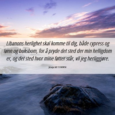Picture 06 - Jesaja 60:13 NORSK - Libanons herlighet skal komme til dig, både - Bible Verse Picture