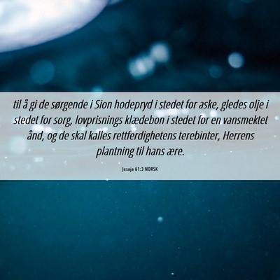 Picture 06 - Jesaja 61:3 NORSK - til å gi de sørgende i Sion hodepryd i stedet - Bible Verse Picture